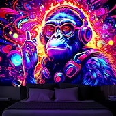 Χαμηλού Κόστους Μαύρισμα ταπετσαρία-blacklight ταπετσαρία uv αντιδραστική λάμψη στο σκοτάδι dj χιμπατζήδες ζώο trippy ομιχλώδης φύση τοπίο λάμψη πάρτι κρεμαστή ταπισερί τοίχου τοιχογραφία για κρεβατοκάμαρα σαλονιού