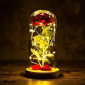 cheap Decorative Lights-Eternal Rose LED Light: Add a Romantic Glow to Your Home with a Foil Flower Table Lamp - Perfect for Room Decor, Wedding Favors, Valentines Day Gift, Girlfriend Night Lights!