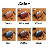 cheap Card Holders &amp; Cases-2023 Women New Retro Genuine Leather Rivet Short Wallet Zipper Coin Card Holder Female Coin Clutch Wallets Purse Money Bag
