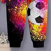 billiga Pojkens 3D Sporter &amp; Spel-Pojkar 3D Fotboll Huvtröja &amp; träningsbyxor Set Set Långärmad 3d-utskrivning Höst Vinter Aktiv Mode Häftig Barn 3-12 år Utomhus Semester Gata Normal