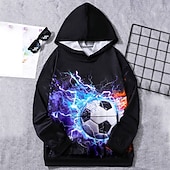 billiga Pojkens 3D Sporter &amp; Spel-Pojkar 3D Fotboll Huvtröja Pullover Långärmad 3D-tryck Höst Vinter Mode Streetwear Häftig Barn 3-12 år Utomhus Ledigt Dagligen Normal