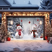 Χαμηλού Κόστους Γκαράζ &amp; Πινακίδες Πόρτας-χριστουγεννιάτικη διακόσμηση πόρτας εξωτερικού χώρου γκαράζ κάλυμμα χιονάνθρωπος Χριστουγεννιάτικο πανό πόρτας πάρτι μεγάλης πόρτας τοιχογραφία διακόσμηση σκηνικού για διακοσμήσεις τοίχου σπιτιού