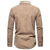 economico camicia da uomo con bottoni-Per uomo Camicia Maglietta informale Camicia di velluto a coste Nero Giallo Rosa Viola Marrone Manica lunga Liscio Bavero Strada Da mare Di base Abbigliamento Di tendenza Comodo