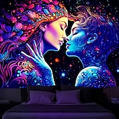 olcso Feketeművilágítás-blacklight gobelin uv reaktív világít a sötétben ragyogás buli neon trippy ködös párbaj női akasztós gobelin fali művészeti falfestmény nappali hálószobába