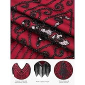 cheap Outfits-Retro Vintage Roaring 20s 1920s Flapper Dress Outfits Accessories Set The Great Gatsby Wedding Guest Sequins Tassel Fringe Sequin Tassel V Neck Women&#039;s Halloween Carnival Masquerade Carnival Party