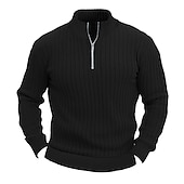 abordables suéter de los hombres-Hombre Prendas de punto Pull-over Estriado Tejer Regular Básico Plano Cremallera de un cuarto Mantiene abrigado Contemporáneo moderno Ropa Cotidiana Noche Ropa Otoño Invierno Negro Blanco M L XL
