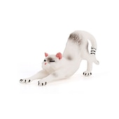 cheap Building Toys-PVC Solid Simulation Pet Cat Model Black And White Cat Stretched Lazily Cat Playing With Cat Tabletop Decoration Small Ornaments