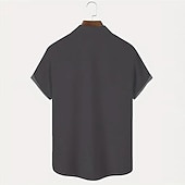 abordables Chemise de Bowling pour Hommes-Homme Lettre Chemise Chemise hawaïenne Chemise boutonnée Manche Courte Décontractées Usage quotidien Sortie Fin de semaine Automne Col rabattu Imprimer Bouton bas Noir Bleu Noir-Blanc Gris