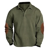 cheap Men&#039;s Classic Polo-Men&#039;s Corduroy Shirt Button Up Polos Casual Sports Lapel Long Sleeve Fashion Basic Color Block Patchwork Button Spring Fall &amp; Winter Regular Fit Army Green Navy Blue Brown Gray Corduroy Shirt