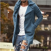 economico Trench da uomo-Per uomo Cappotto invernale Giacca invernale Giubbotto Esterno Strada Tenere al caldo Traspirante Tasche Autunno Inverno Tinta unica Streetwear Per sport Collo ripiegabile Lungo Standard Nero Blu