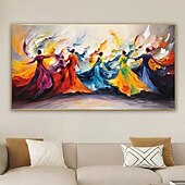 voordelige Schilderijen van mensen-groot dansend meisje schilderij op canvas handbeschilderd muurdecor kleurrijke vrouwen muurkunst extra groot canvas moderne huisdecoratie danser canvas kunst huis kamer decor geen frame