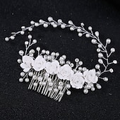 abordables Coiffure de mariage-Peignes Alliage Mariage Mariage Mariée Avec Strass Fleur Casque Couvre-chef