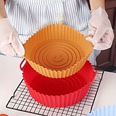 economico Teglie e stampi da forno-Teglia per friggitrice ad aria in silicone alimentare con carta assorbente olio - resistente alle alte temperature