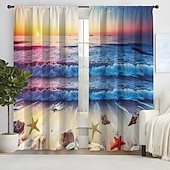 abordables Cortinas y cortinajes-Cortinas opacas de 2 paneles, cortinas para sala de estar, dormitorio, cocina, tratamientos de ventanas, oscurecimiento de habitación con aislamiento térmico
