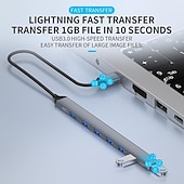abordables Concentradores USB-7 puertos 2 en 1 usb 3,0 hub tipo c adaptador usb 2,0 transmisión de alta velocidad multipuerto usb divisor expansor para ordenador pc