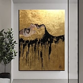 voordelige Schilderijen van mensen-groot met de hand geschilderd zwart en goud schilderij acrylfolie schilderij op canvas muurkunst abstracte kunst abstract schilderij gouden firgure schilderij zwart schilderij huisdecoratie decor