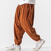 cheap Joggers-Men's Sweatpants Corduroy Pants Carrot Pants Pocket Drawstring Elastic Waist Plain Comfort Breathable Outdoor Daily Going out Fashion Casual Black Pink