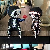 お買い得  結婚式の装飾-シュガースカルカップル像 シュガースカル置物 樹脂工芸品 かわいい像頭蓋骨 樹脂頭蓋骨像 家の装飾 愛らしい頭蓋骨彫刻 記念像
