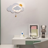 abordables Appliques murales pour enfants-applique murale led intérieur enfants 7w nuage applique chambre d&#039;enfant avec interrupteur à tirette enfants lampe de chevet à intensité variable pour filles garçon chambre décoration acrylique
