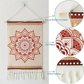 ieftine Macrame Wall Hanging &amp; Woven Tapiserie-tapiserie boemă țesă cu mandala nordic living dormitor decor acasă tapiserie boho intrare agățat perete ciucuri