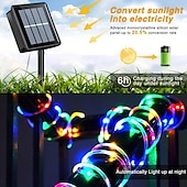 economico strisce luminose impermeabili-1pc stringa di luci a tubo solare, 8 modalità luci esterne impermeabili in filo di rame a led, per lampada da giardino, albero di festa di nozze, Natale, decorazione per le vacanze di Halloween