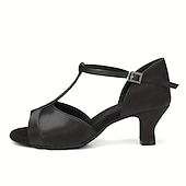 お買い得  ラテンダンスシューズ-女性用 ラテン用シューズ プロムドレス プロフェッショナル ルンバ スエードシューズ ヒール ソリッドカラー ハイヒール オープントゥ / ピープトウ ファスナー 成人 ブラック 褐色