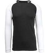 billige grunnleggende t-skjorter-Herre T skjorte T-skjorte Langermet skjorte Langermet Crew-hals Høst vinter Fargeblokk Raglan erme Mote Designer Grunnleggende Lapper Feriereise Gate Ut på byen Mørkerød Svart Hvit Topp T-skjorte for