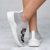 economico Sneakers da donna-simpatiche sneakers slip-on da donna con stampa gatto, scarpe da passeggio leggere e traspiranti, calzature casual comode ed eleganti, perfette per l&#039;uso quotidiano