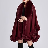 billige Sjaler &amp; Innpakninger-Pelssjal Sjale Sjal til kvinner Elegant Hold Varm Ermeløs Fuskepels Bryllup Wrap Med Ren Farge Til Bryllup Høst vinter
