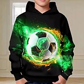 billiga Pojkens 3D Sporter &amp; Spel-Pojkar 3D Fotboll Huvtröja Pullover Långärmad 3D-tryck Höst Vinter Mode Streetwear Häftig Barn 3-12 år Utomhus Ledigt Dagligen Normal