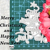 お買い得  壁のステンシル-1pc クリスマスツリー新年あけましておめでとうございます切削ダイスクリスマスギフト紙ダイカットテンプレート