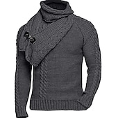 preiswerte Herrenpullover-Herren Pullover Rollkragenpulli Kurzer Pullover Strickpullover Gerippt Gedrehtes Stricken Standard Taste Strick Glatt Rollkragen warm halten Moderne zeitgenössische Freizeitskleidung Ausgehen