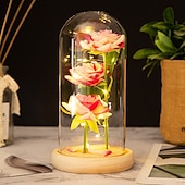 cheap Decorative Lights-Eternal Rose LED Light: Add a Romantic Glow to Your Home with a Foil Flower Table Lamp - Perfect for Room Decor, Wedding Favors, Valentines Day Gift, Girlfriend Night Lights!