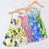 preiswerte Casual Kleider-kinderkleidung Mädchen Kleid Blumen Tier Karikatur Ärmellos Casual Aktiv Täglich Baumwolle Knielang Blumenkleid Sommerkleid Sommer Frühling 4 Jahre + 8601 Regenbogenstange 8602 orange 8602 lila
