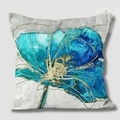 abordables style floral &amp; végétal-Housse de coussin double face à fleurs bleues, taie d&#039;oreiller carrée décorative douce, pour chambre à coucher, salon, canapé, chaise, 1 pièce