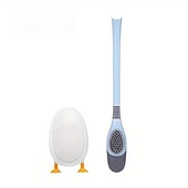 abordables brosse de toilette-Brosse de toilette en forme de canard plongeant, manche long en plastique non mort en silicone avec base, brosse douce pour salle de bain domestique, brosse de nettoyage de toilettes accroupies, fournitures de nettoyage, outil de nettoyage