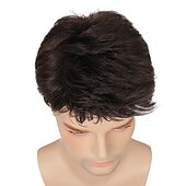 cheap Mens Wigs-Mens Wig Short Drak Brown Wigs Layered Natural Cosplay Party Costume Hair Full Wig for Male Guy