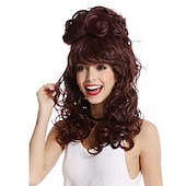 economico Parrucche storiche-Parrucca Lady Barocca 60s Beehive Retro Chignon Lunga Mogano Rossiccio Parruccha da Pop Singer Halloween