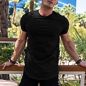 cheap Men's Casual T-shirts-Men's T Shirt Tee Top Short Sleeves Crew Neck Summer Plain Fashion Designer Basic Vacation Street Going out Black Light Blue Top Tee for Men