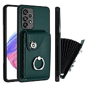 cheap Samsung Cases-Phone Case For Samsung Galaxy S24 S23 S22 S21 S20 Ultra Plus FE A54 A34 A14 S25 Ultra Wallet Case Ring Holder Card Slot Shockproof Solid Color TPU PU Leather