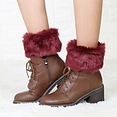 cheap Home Socks-Autumn and Winter Short Style Cuffed Plush Insulation Socks and Boots Cover for Women&#039;s Knitted Wool Leg Protectors