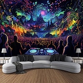 preiswerte Blacklight -Wandteppiche-Schwarzlicht-Wandteppich, UV-reaktiv, leuchtet im Dunkeln, Party, Neon, Trippy, Misty Bar, Konzert, Wandteppich, Wandbild für Wohnzimmer, Schlafzimmer