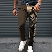 levne Štíhlý-Lebky Punk Obchodní Pánské 3D tisk Oblekové Kalhoty Venkovní Denní nošení Streetwear Polyester Černá Bílá Námořnická modř S M L Středně vysoký pas Pružnost Kalhoty