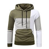 billiga bashuvtröjor för män-Herr Huvtröja Svart Rodnande Rosa Armégrön Blå Huva Färgblock Ficka Sport &amp; Utomhus Dagligen Helgdag Streetwear Häftig Ledigt Vår &amp; Höst Kläder Pull Tröjor