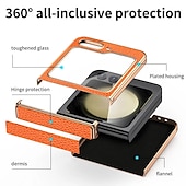 halpa Samsung-kotelot-puhelin Etui Käyttötarkoitus Samsung Galaxy Z Flip 5 Takakuori Iskunkestävä aitoa nahkaa