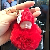 halpa Riipukset ja koristeet-söpö pompon nukkuva vauva nukke auton avaimenperä luova auton avaimenperä auton avaimenperä laukku riipus