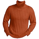 preiswerte Herrenpullover-Herren Weihnachtspullover Rollkragenpullover Pullover Strickpullover Herren Rollkragenpullover Gerippt Stricken Normale Oberteile Gestrickt Grube Einfach Rollkragen warm halten Moderne zeitgenössische