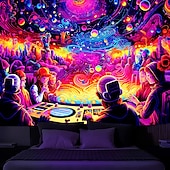 preiswerte Blacklight -Wandteppiche-Schwarzlicht-Wandteppich, UV-reaktiv, leuchtet im Dunkeln, Party, Neon, Trippy, Misty Bar, Konzert, Wandteppich, Wandbild für Wohnzimmer, Schlafzimmer