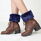 cheap Home Socks-Autumn and Winter Short Style Cuffed Plush Insulation Socks and Boots Cover for Women&#039;s Knitted Wool Leg Protectors