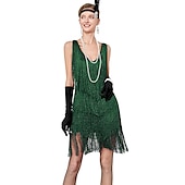 levne oblečení-Retro Řvoucí 20s 20. léta 20. století Bubenové šaty Úbory Sada příslušenství Velký Gatsby Svatební host Flitry Třásně Flitry Třásně Do V Dámské předvečer Všech svatých Karneval Plesová maškaráda